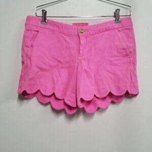 Lilly Pulitzer Buttercup Scallop Stretch Shorts Pink Womens 4 Style 007997